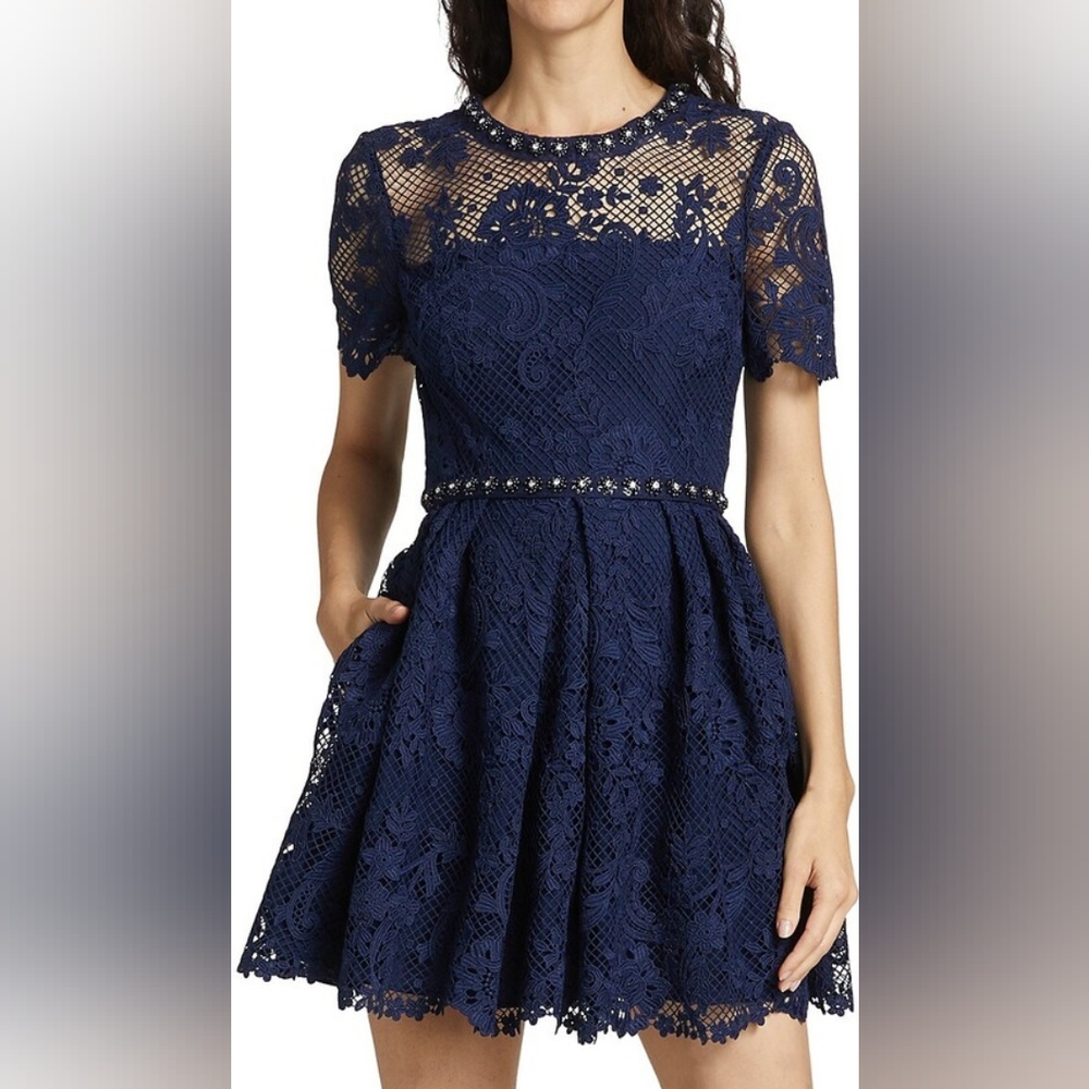 SELF-PORTRAIT Guipure-lace Embellished Dress